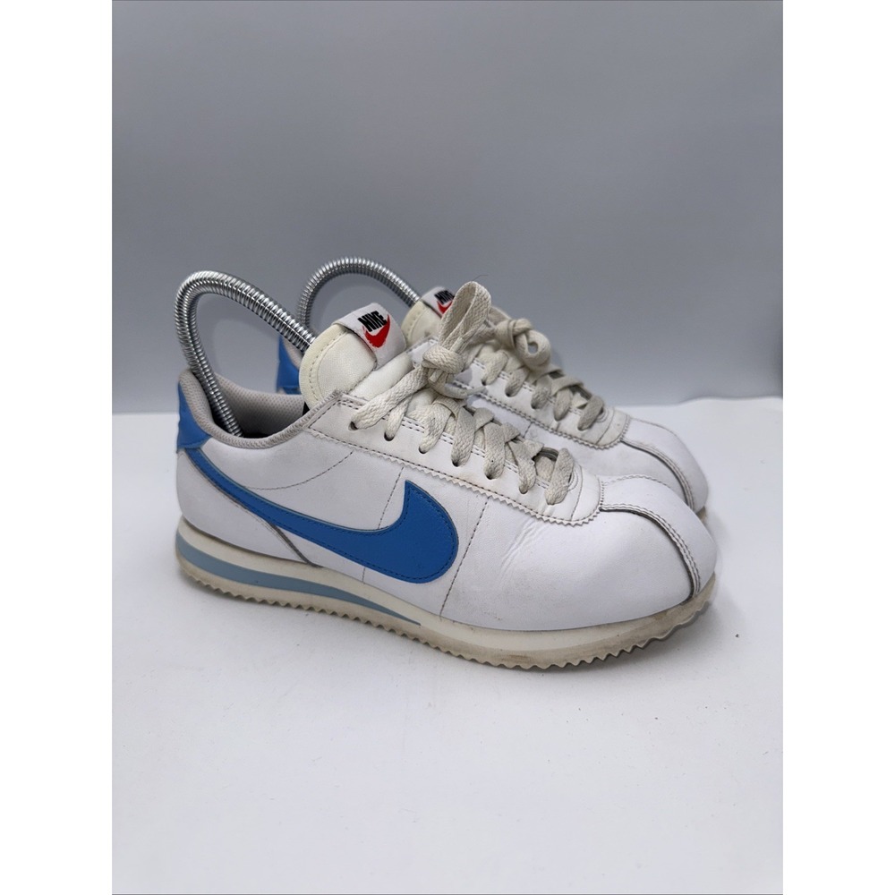 Nike Cortez Sneakers Womens 7 White Blue Good DN1791-102 Leather Low Top Running